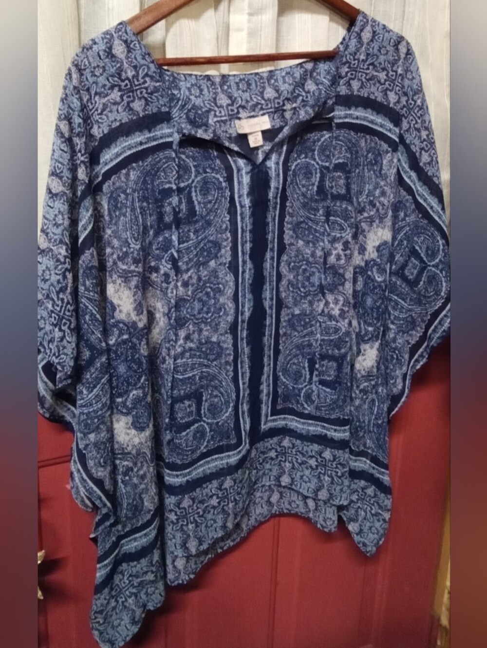 Relaxed Indigo Blue Printed Tunic Top